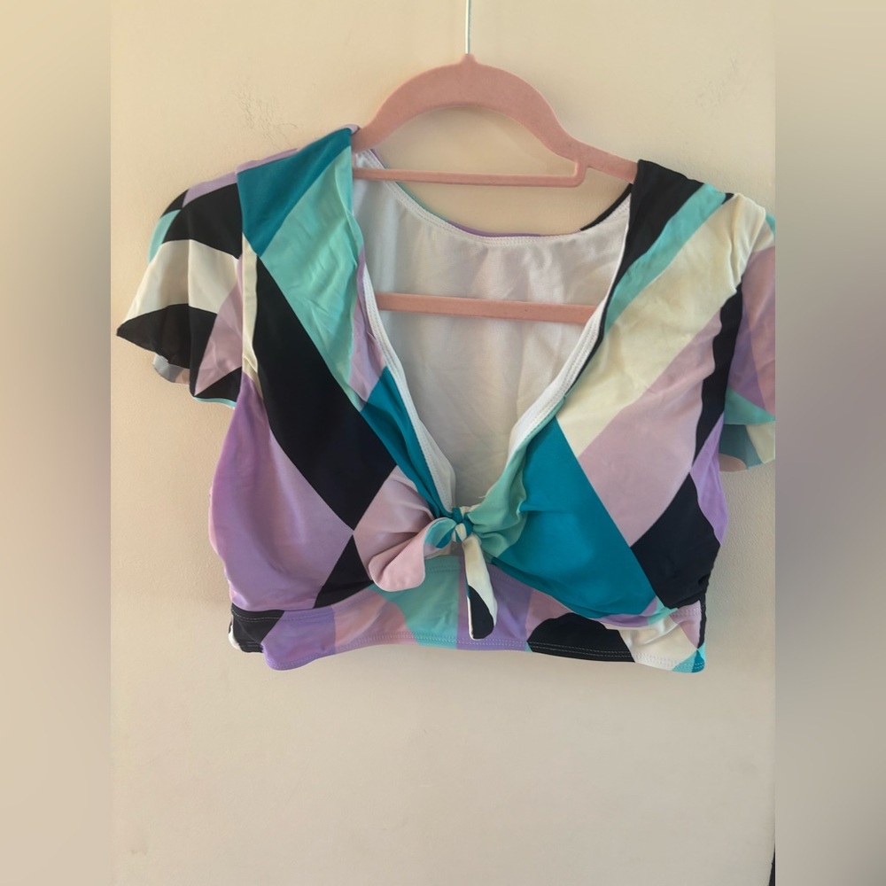 Torrid Colorful Geometric Tie-Front swimsuit